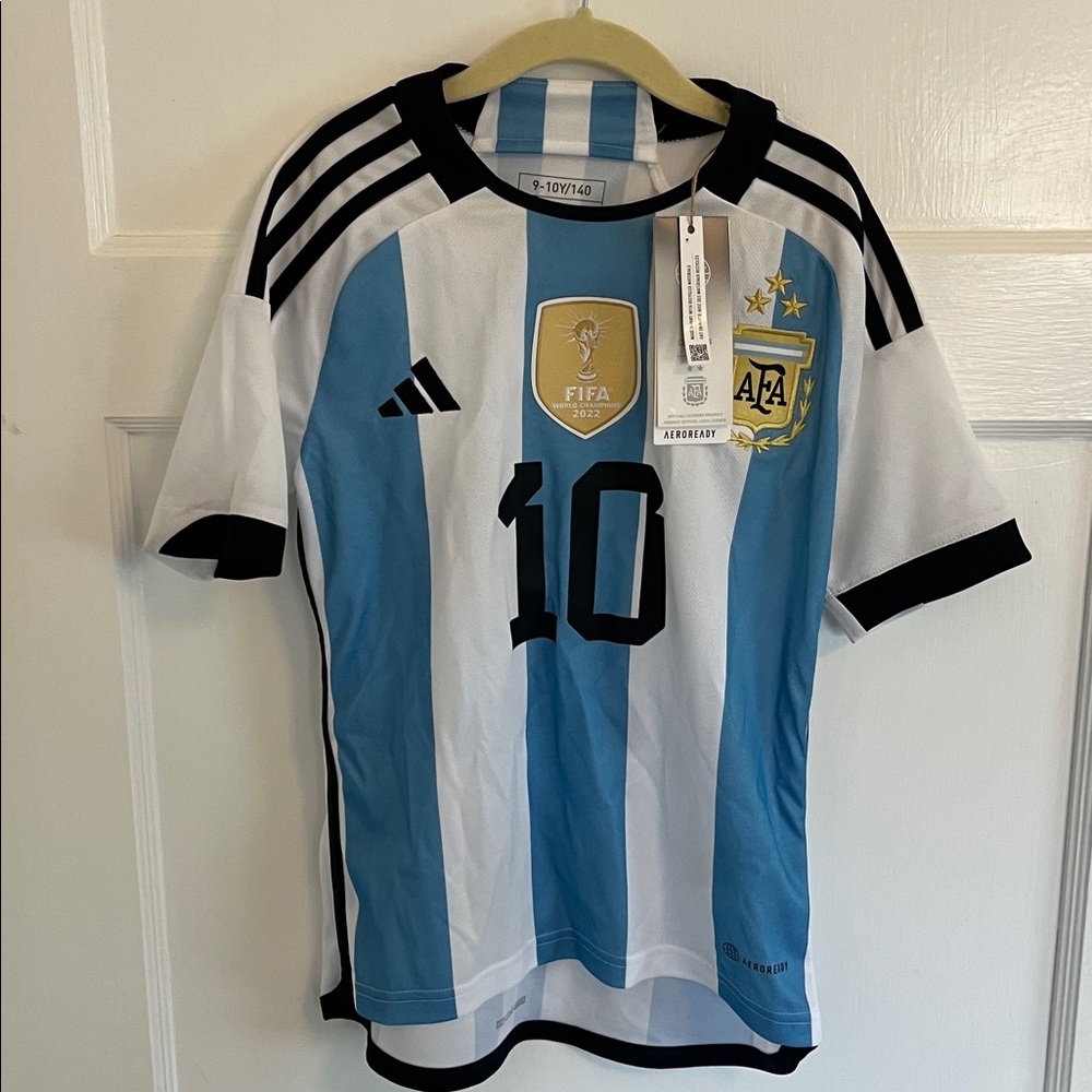 Adidas NWT Argentina 22 Messi Home Soccer Fútbol Jersey Size kids size 9 10